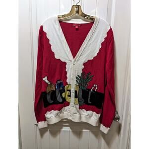 Target Red Santa Ugly Christmas Button Up Sweater Cardigan Men’s Size XL